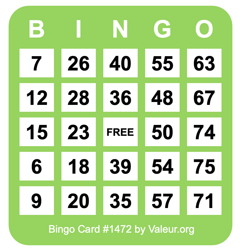 Bingo Card #1472