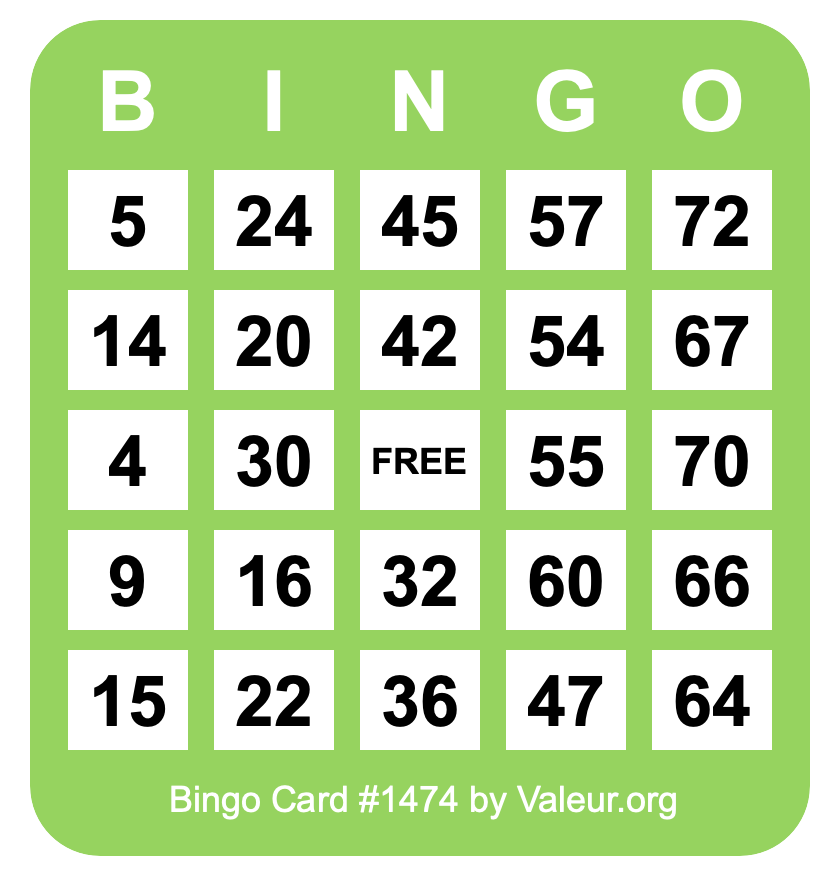 Bingo Card #1474