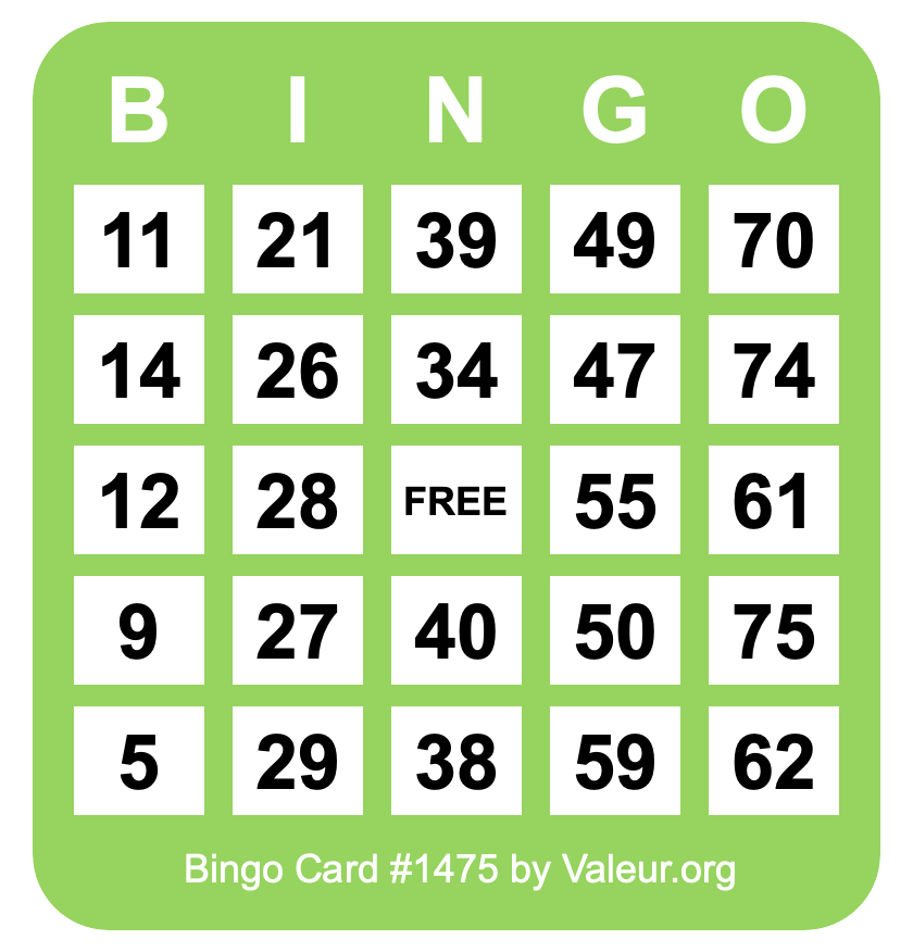 Bingo Card #1475