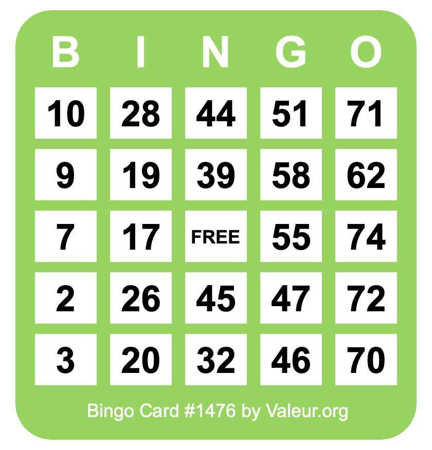 Bingo Card #1476