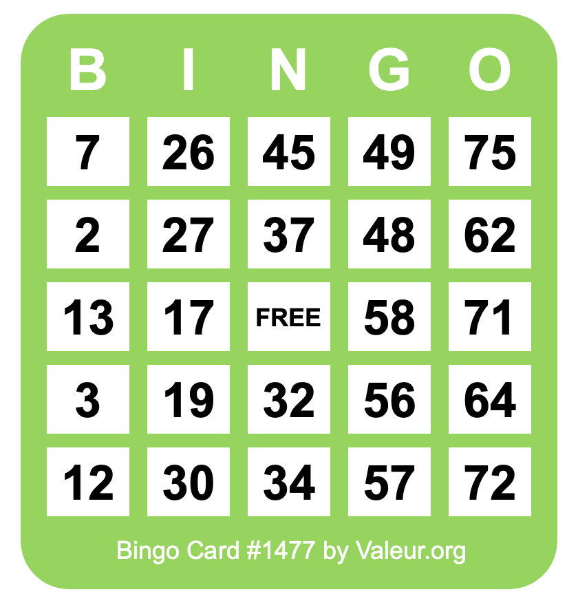 Bingo Card #1477