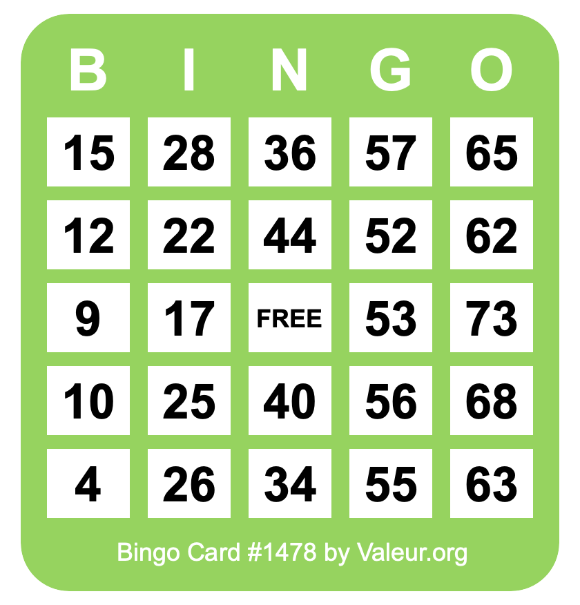 Bingo Card #1478