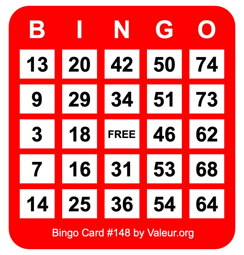 Bingo Card #148