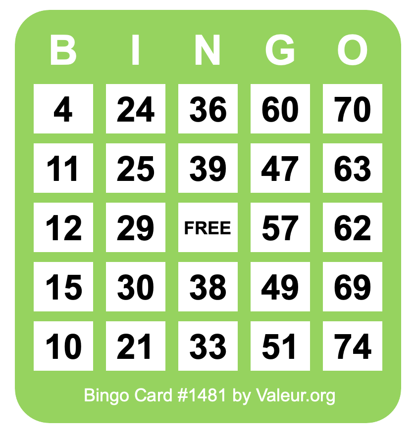 Bingo Card #1481