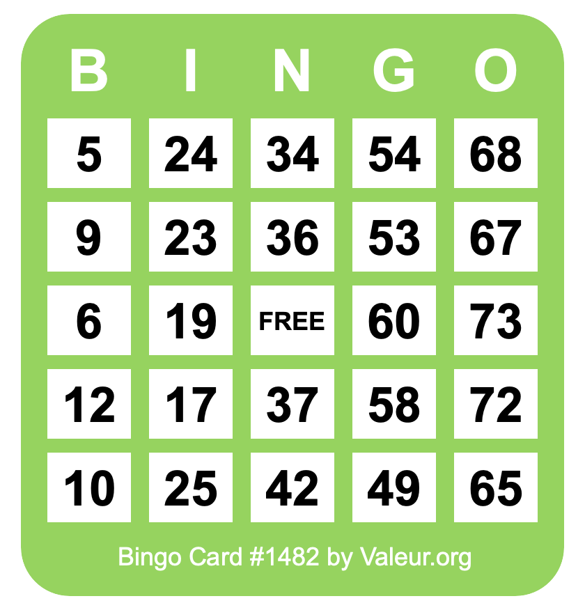 Bingo Card #1482