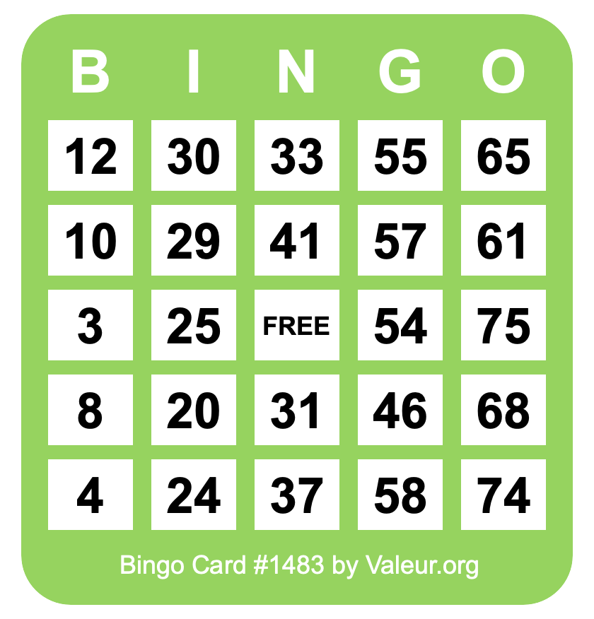 Bingo Card #1483