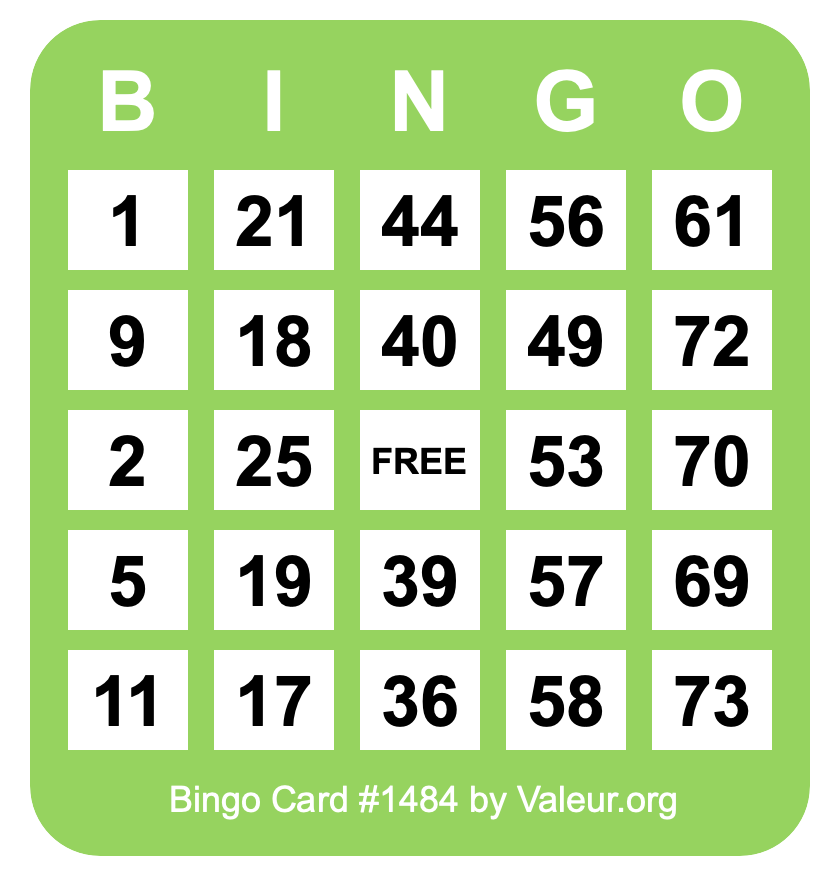 Bingo Card #1484