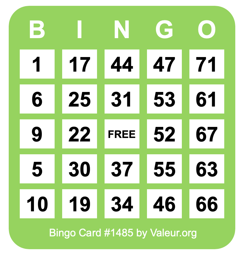 Bingo Card #1485