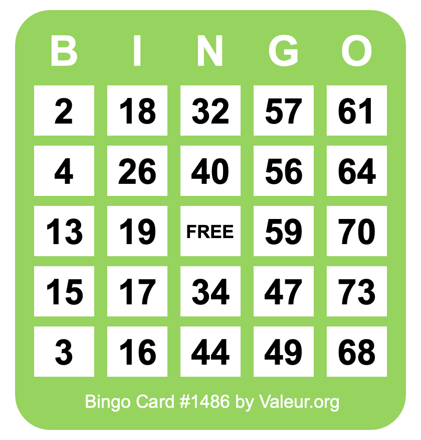 Bingo Card #1486