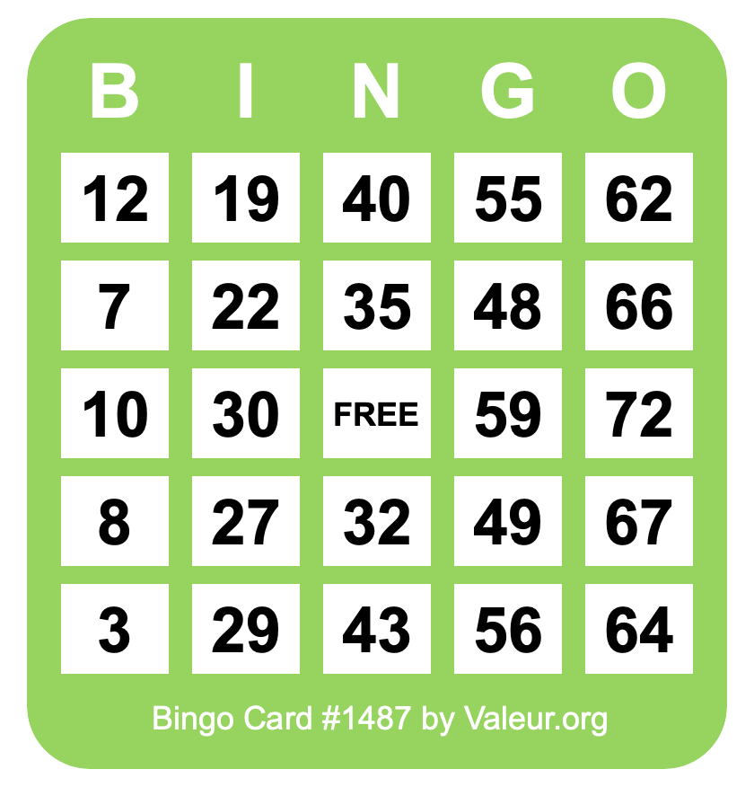 Bingo Card #1487