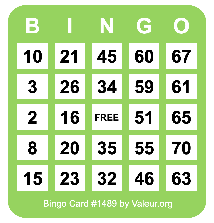 Bingo Card #1489