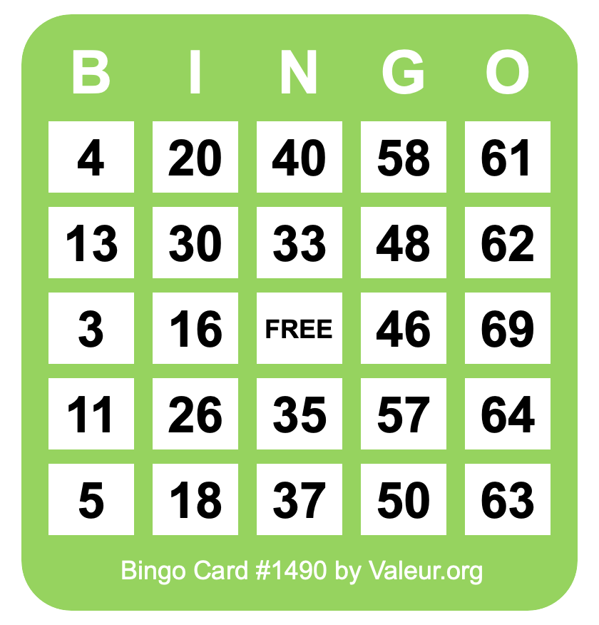 Bingo Card #1490