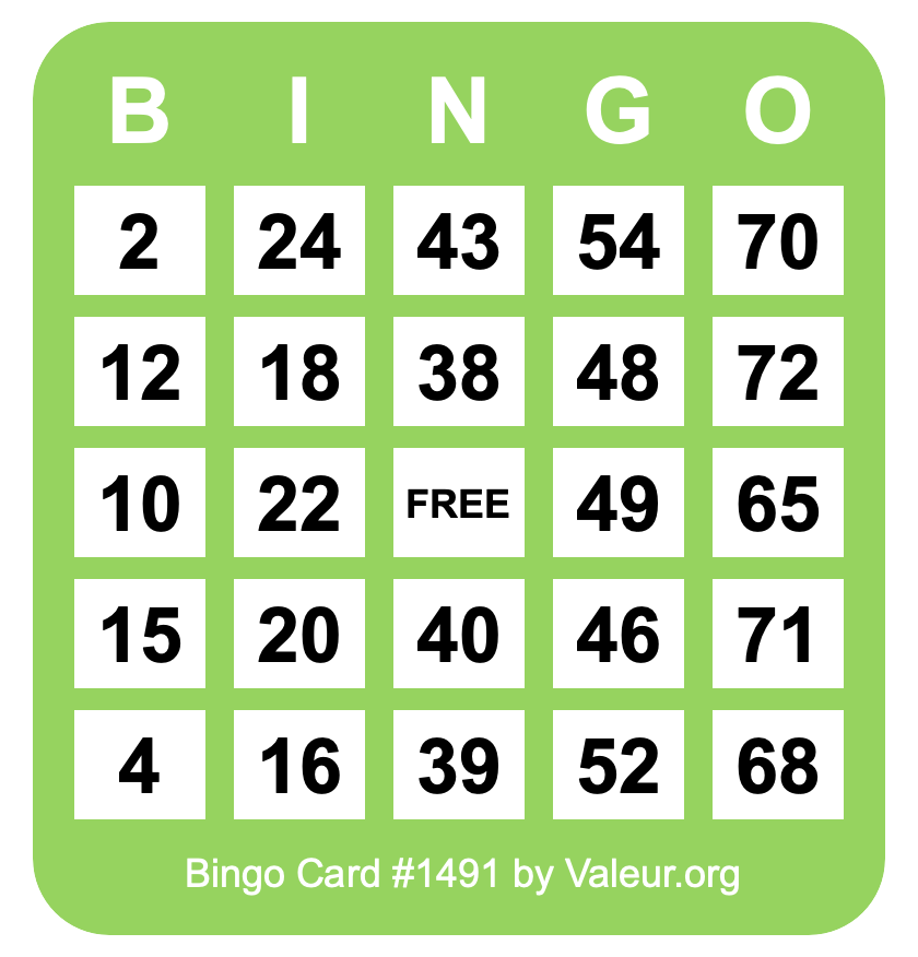 Bingo Card #1491