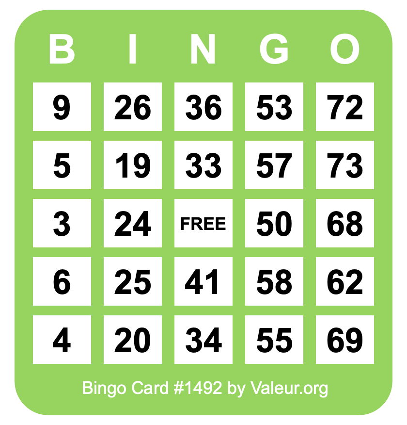 Bingo Card #1492