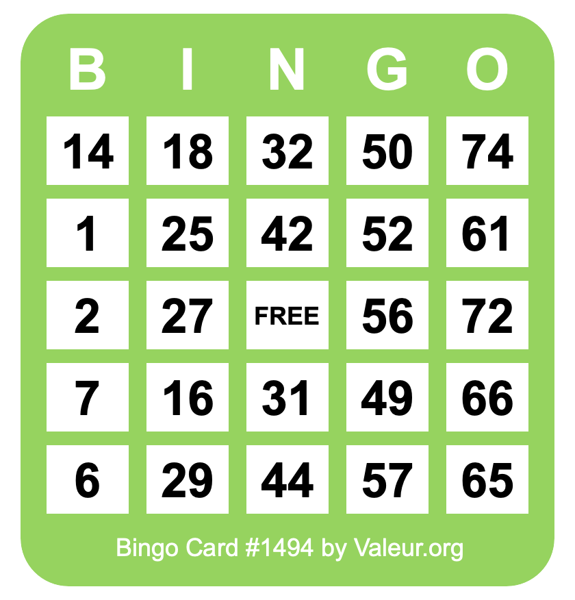 Bingo Card #1494