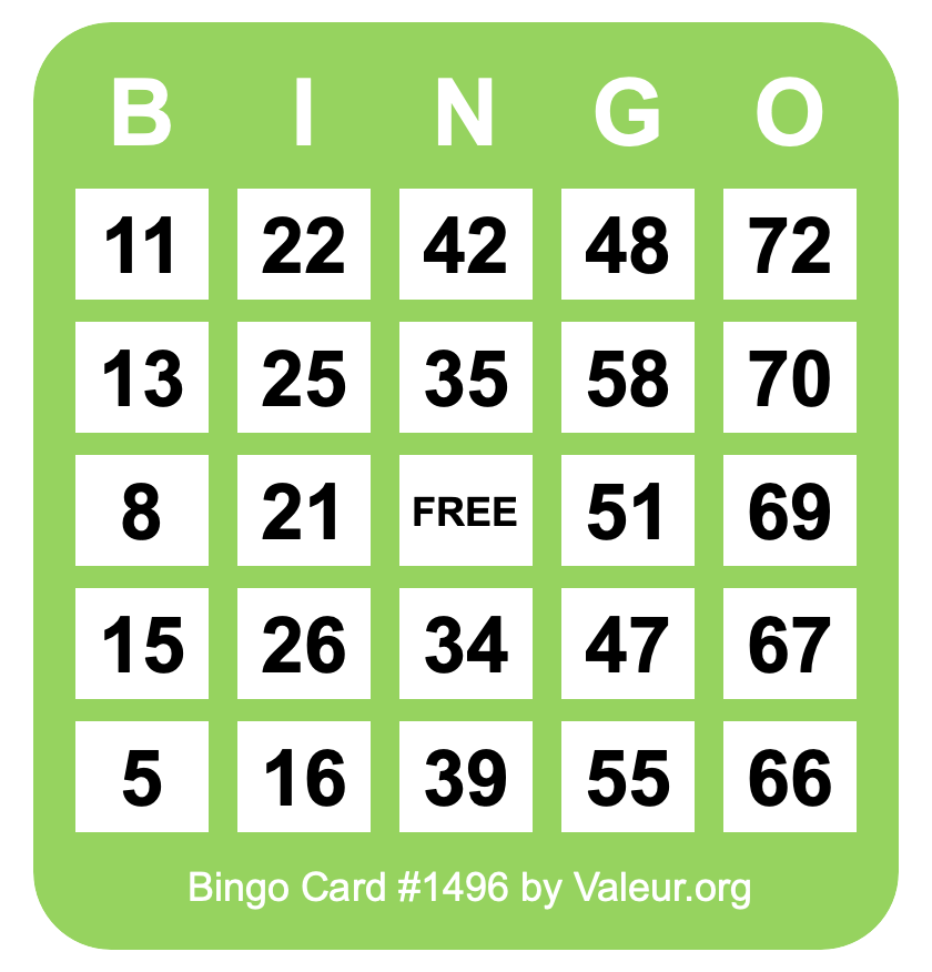 Bingo Card #1496