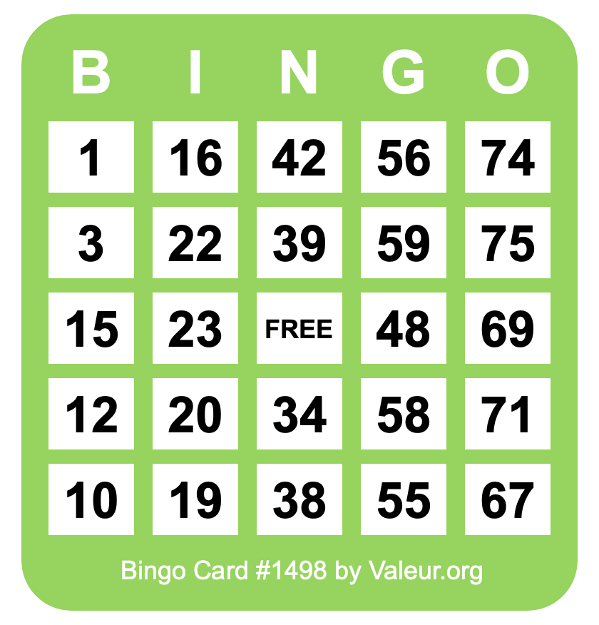 Bingo Card #1498