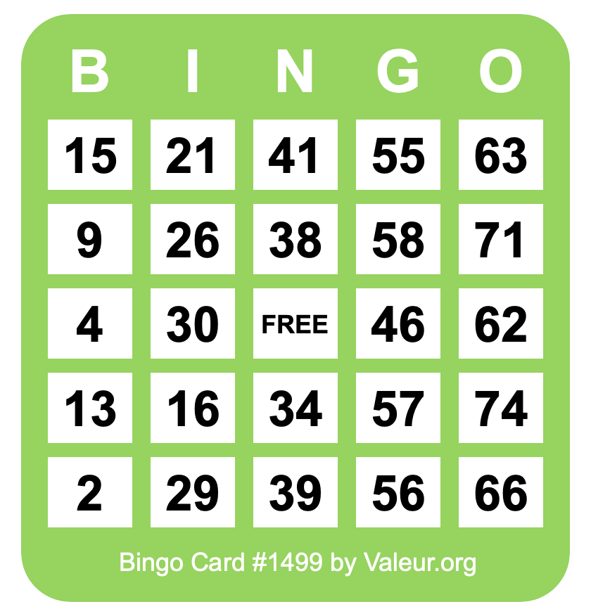 Bingo Card #1499