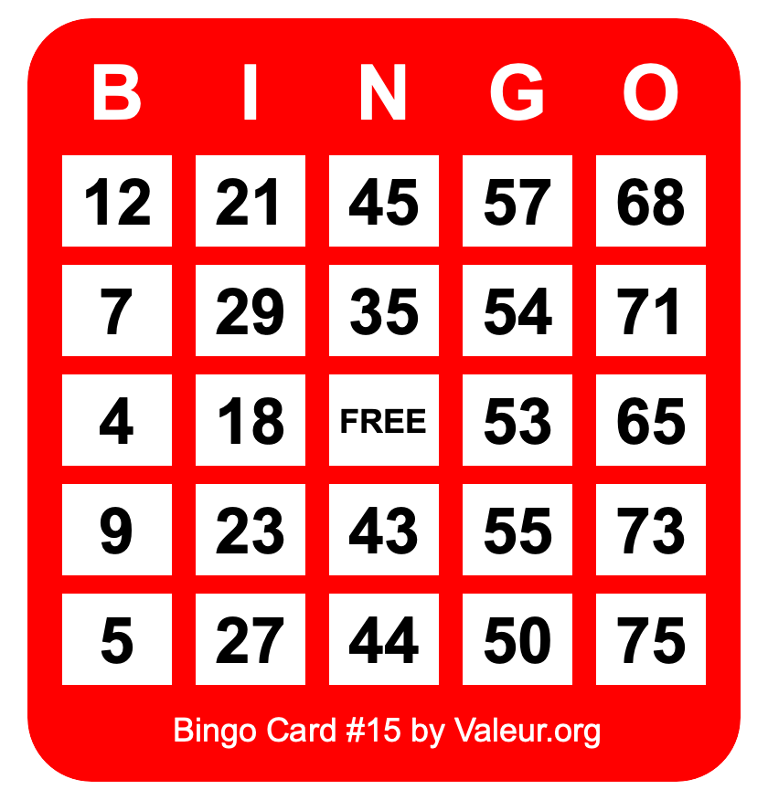 Bingo Card #15