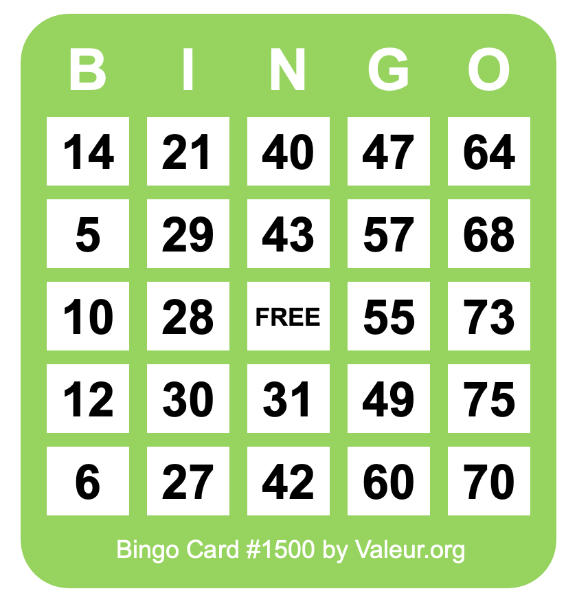 Bingo Card #1500