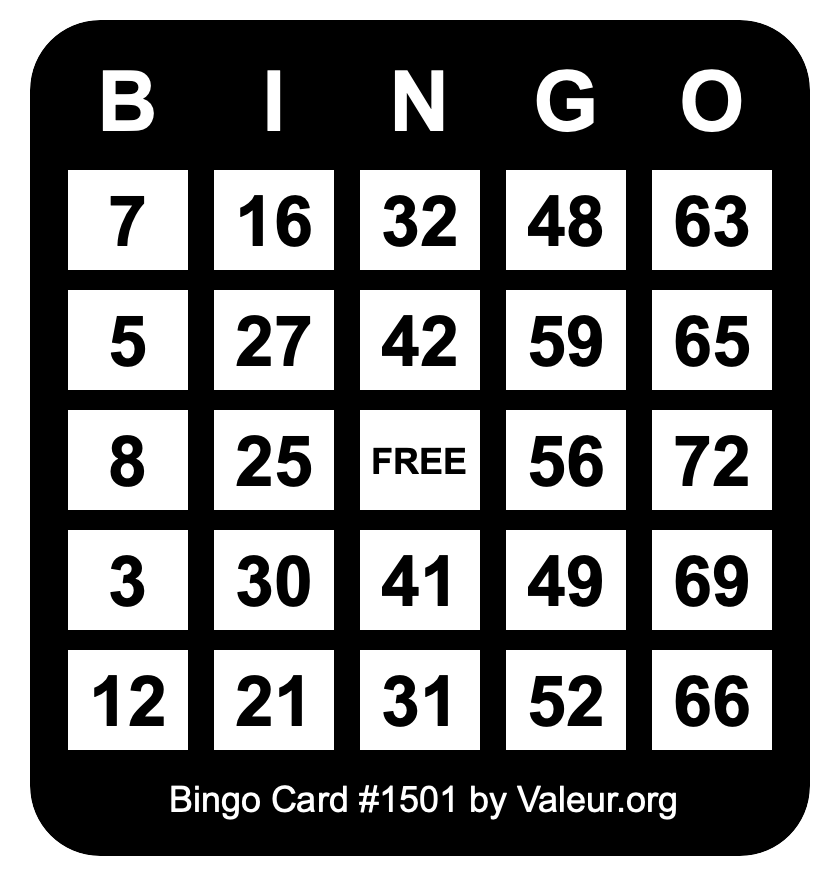 Bingo Card #1501