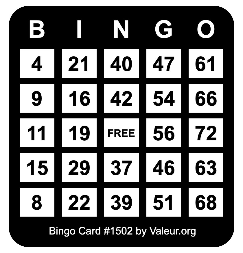 Bingo Card #1502