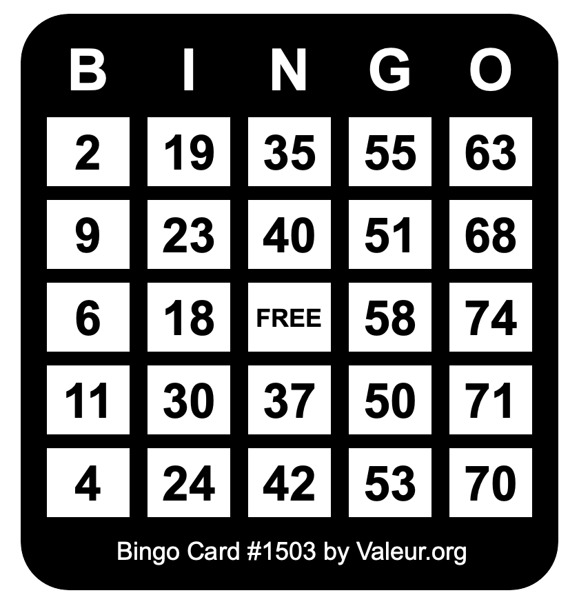 Bingo Card #1503