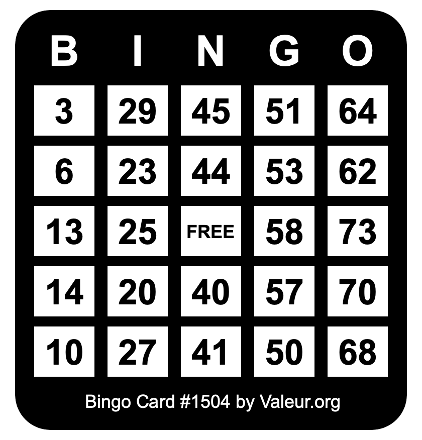 Bingo Card #1504