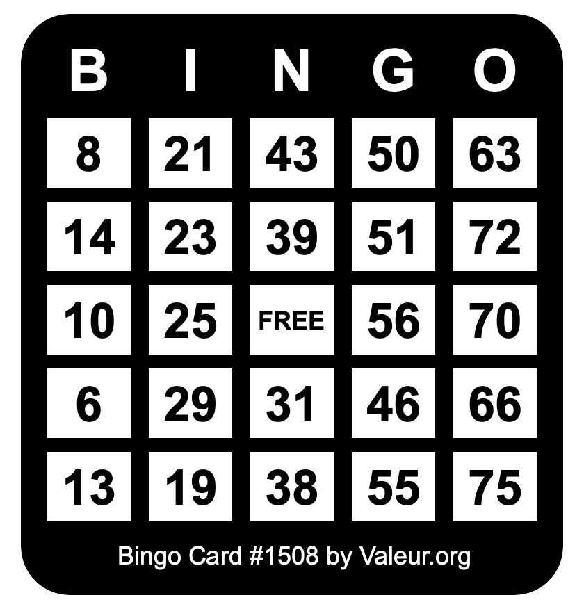 Bingo Card #1508