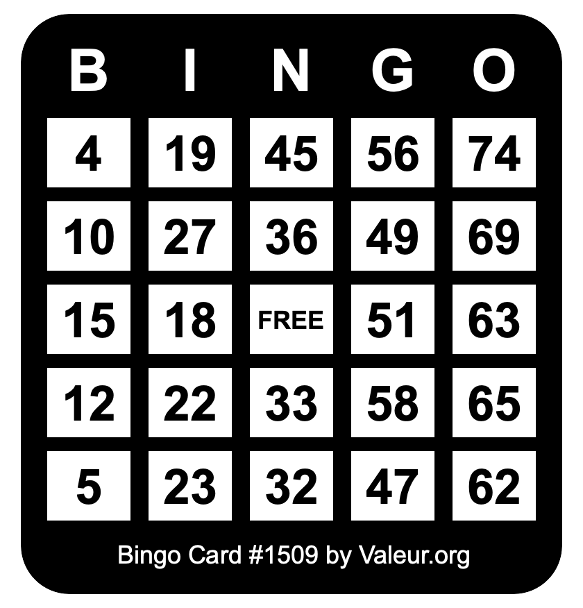 Bingo Card #1509