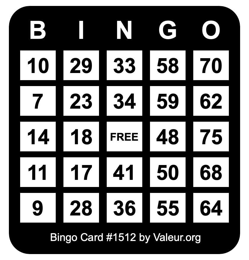 Bingo Card #1512