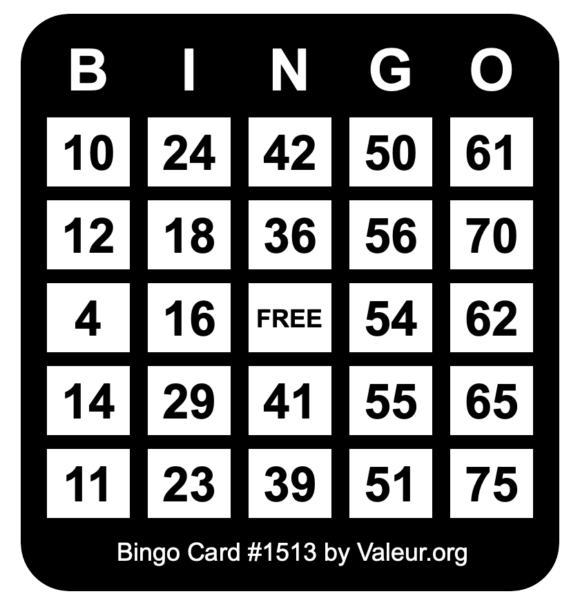 Bingo Card #1513