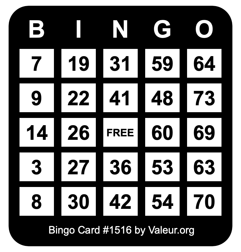 Bingo Card #1516