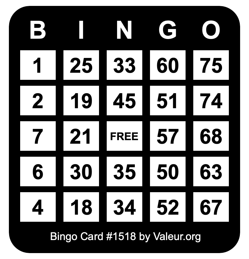 Bingo Card #1518