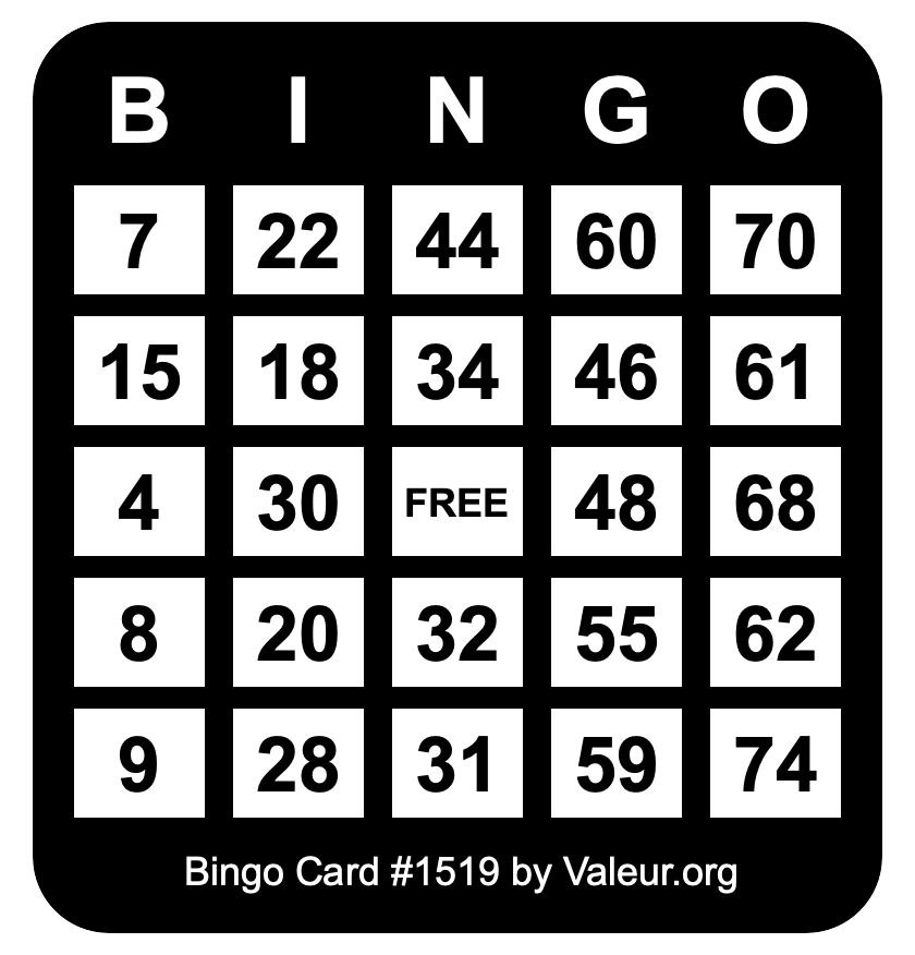 Bingo Card #1519