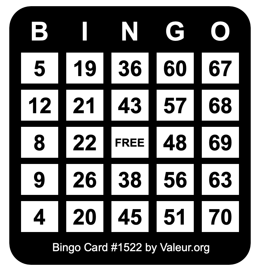 Bingo Card #1522