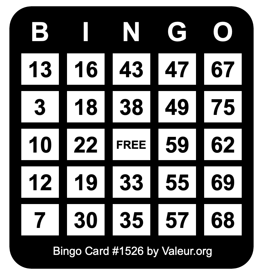 Bingo Card #1526