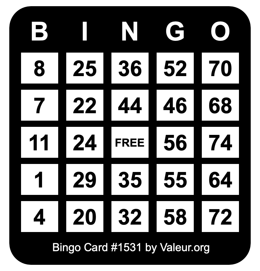 Bingo Card #1531