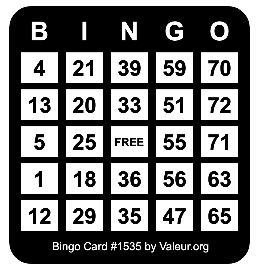 Bingo Card #1535