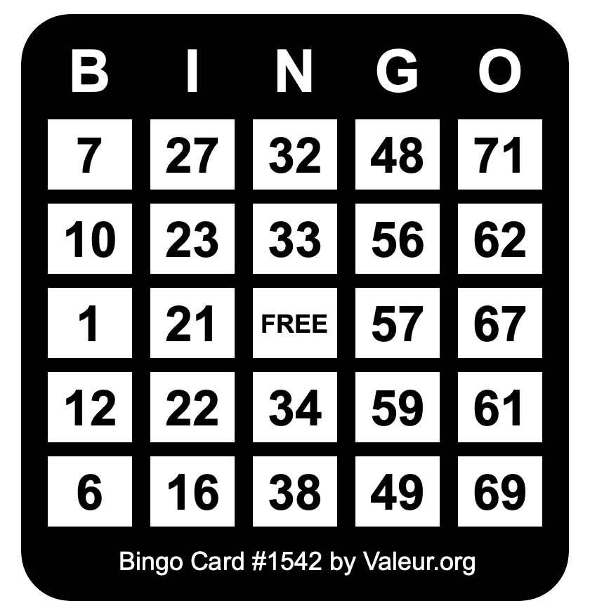 Bingo Card #1542