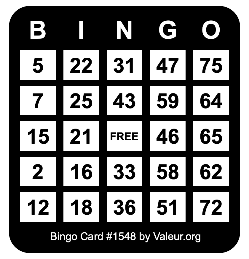 Bingo Card #1548