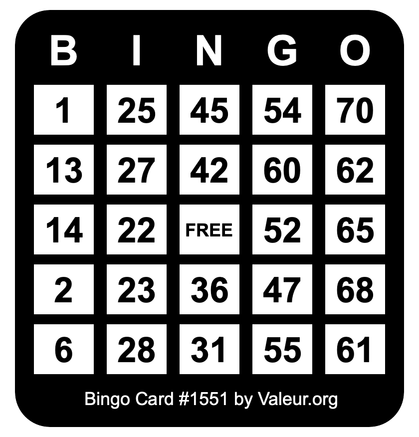 Bingo Card #1551