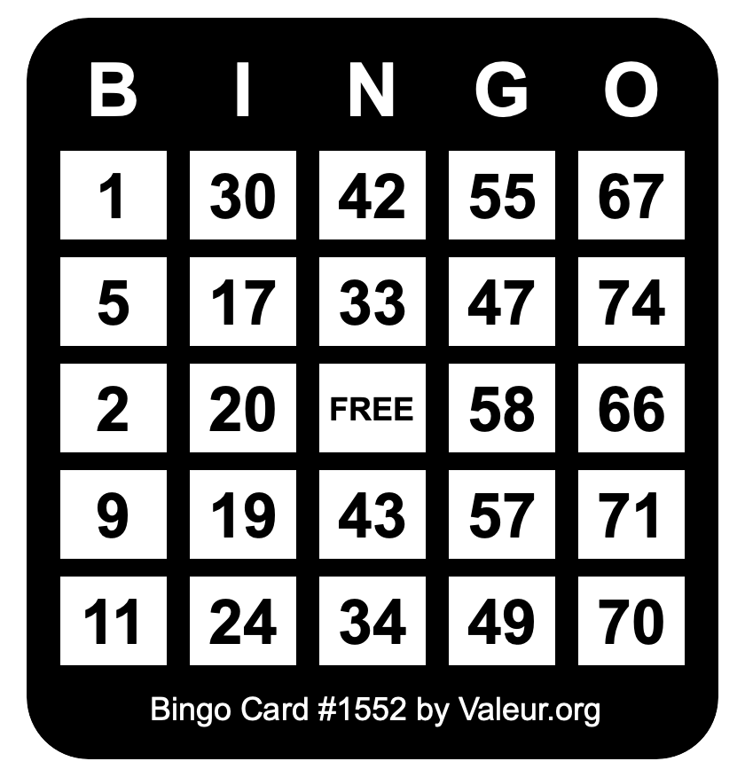 Bingo Card #1552