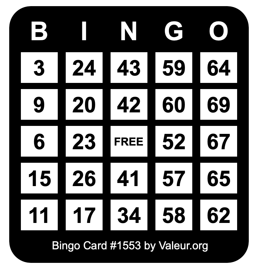 Bingo Card #1553