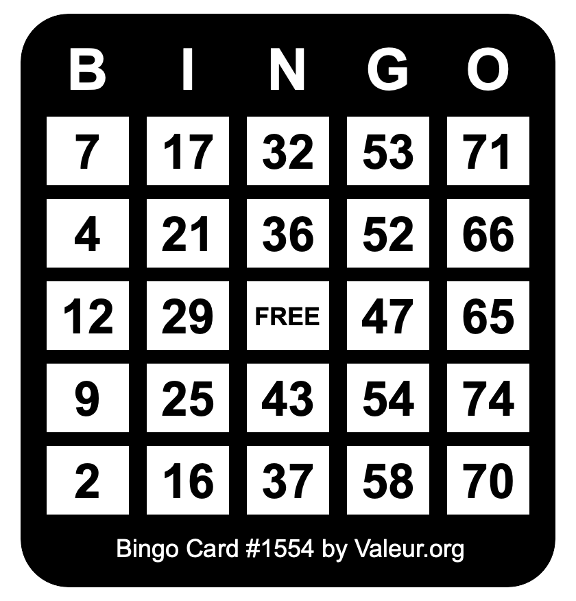 Bingo Card #1554