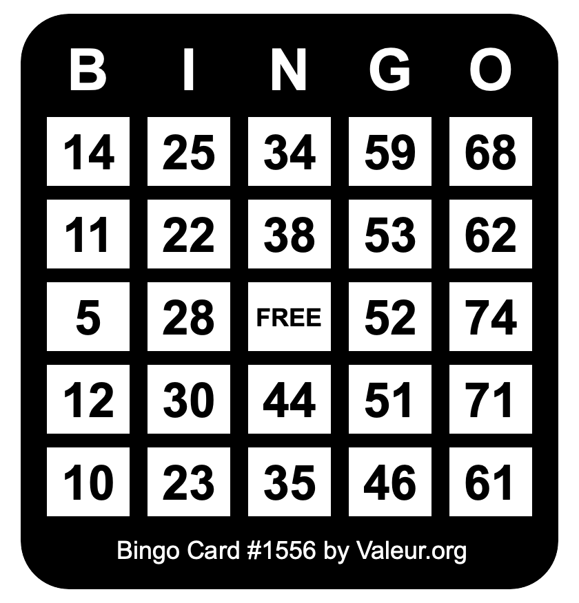 Bingo Card #1556