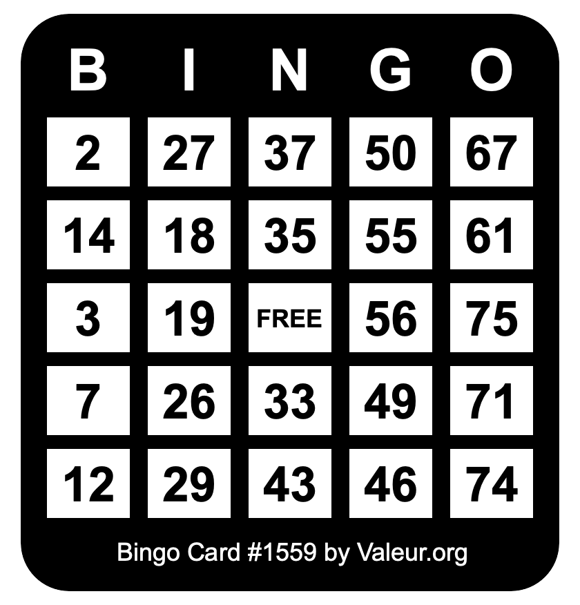 Bingo Card #1559