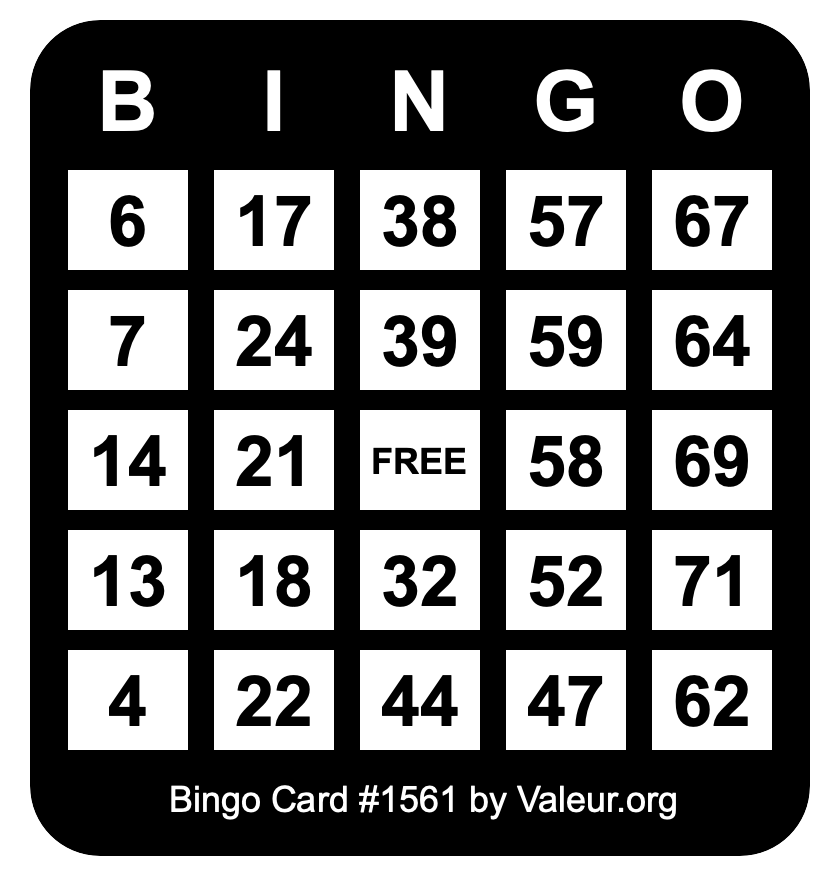 Bingo Card #1561