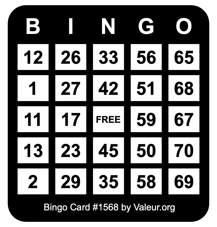 Bingo Card #1568