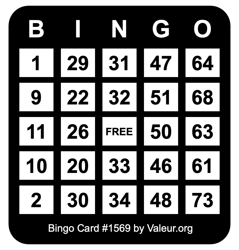 Bingo Card #1569